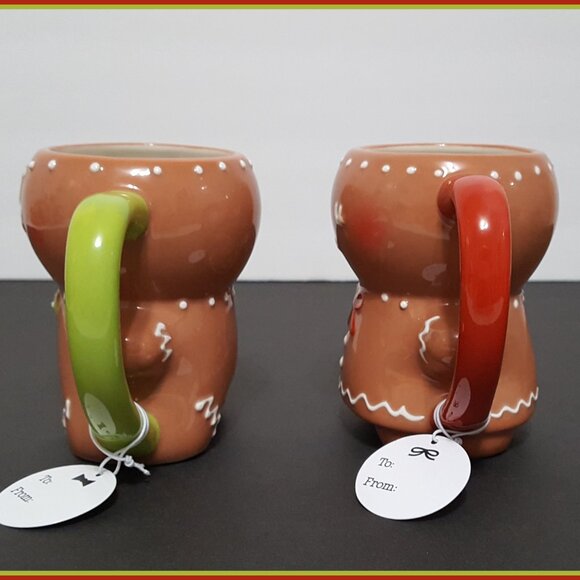 NEW Threshold Gingerbread Man and Gingerbread Woman Mugs 11 OZ Stoneware NIB - Picture 3 of 7